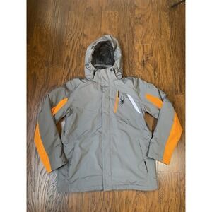 Spyder Men's Ski Snow Jacket Large Gray Black Red Thinsulate Insulated